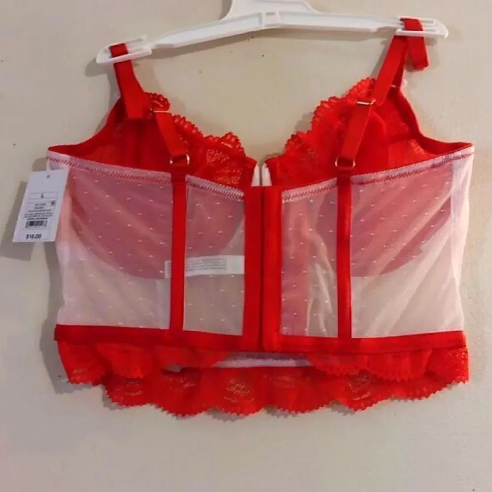 New‎ Auden Large Red & White Lace Intimates Longline Bra New With Tags